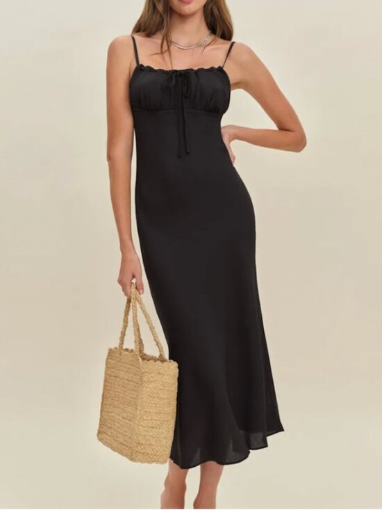 Reformation Dresses & Skirts - ✨ SALE Reformation Camira Midi Dress Sz2 Black Noir Slip French Party Cocktail